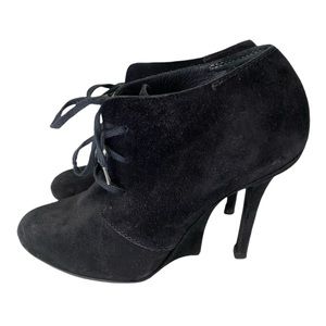 YSL Suede Lace Up Bootie with Geometric Heel Size 38